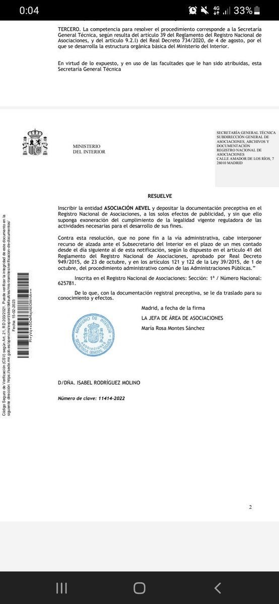 LaforaDe's tweet photo. Aquí está la resolución del ministerio del interior https://t.co/iiCOB5NuEF