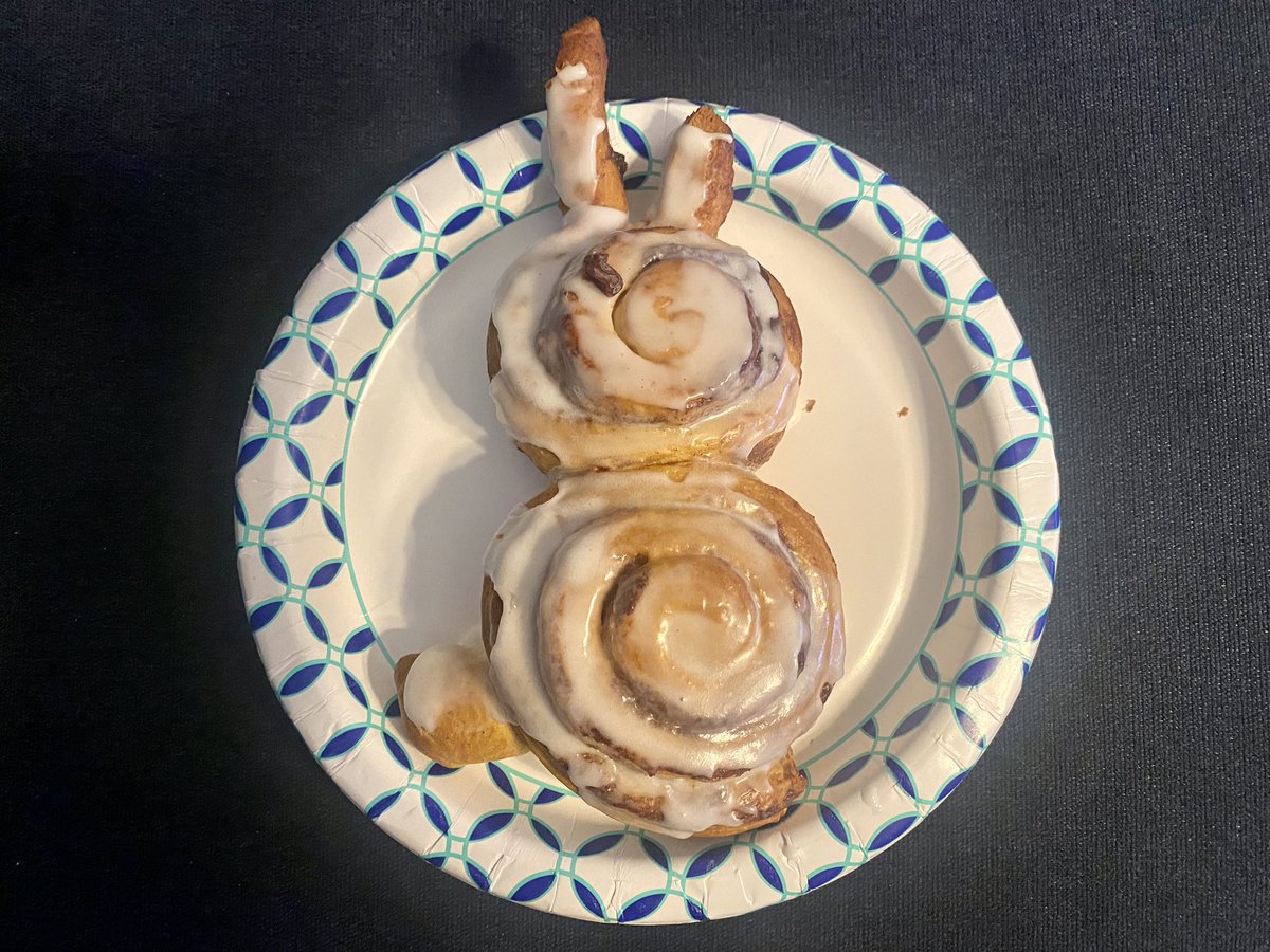 Happy Easter to you and yours! 🐣My grandmother made bunny cinnamon rolls, so cute!! 🐰🥰