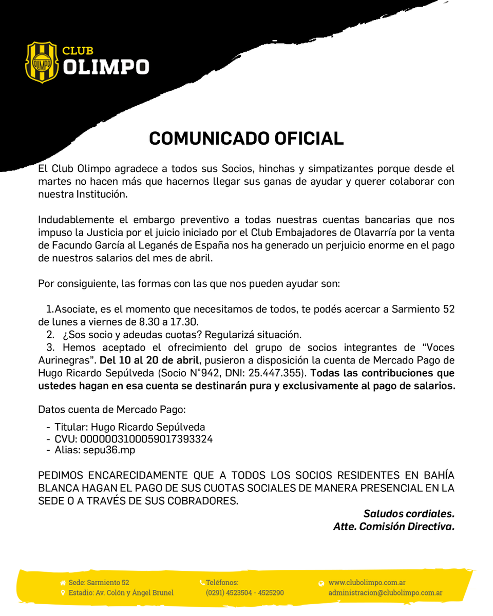 Olimpo_Oficial's tweet photo. 📢 Comunicado Oficial

💛🖤 https://t.co/tbVzp7KF3n