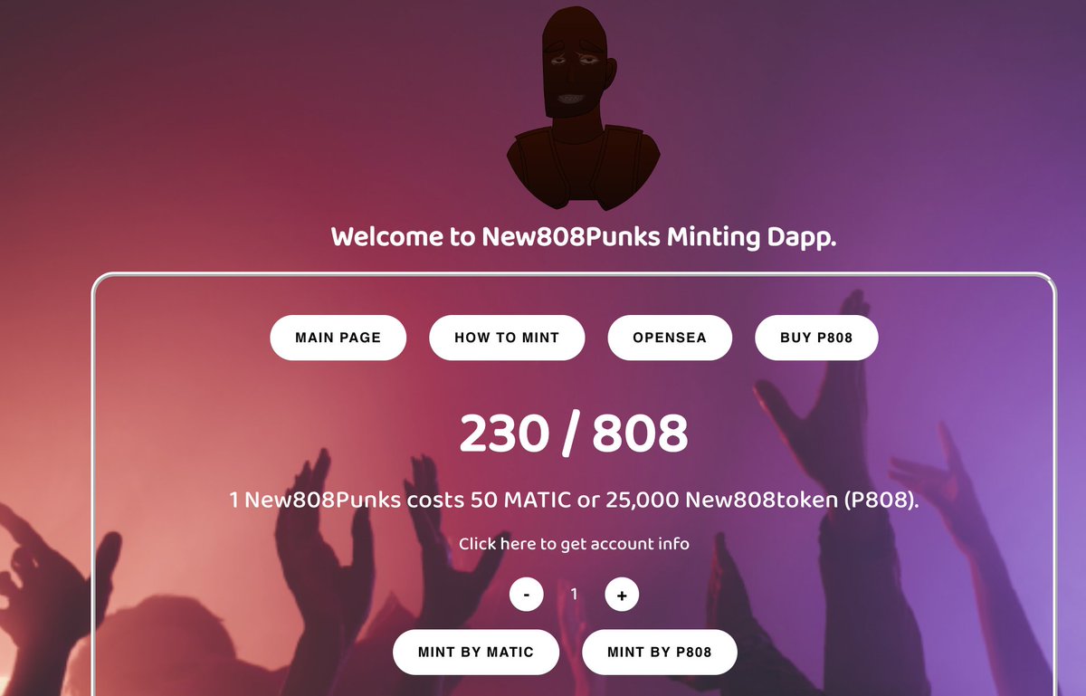 Good news again, We have reached 230 New808punk mints. When we reach 250 we do giveaways. LETS GOO.

Mint here: new808.tk/mint/
#NFTCommunity #NFTGiveaway