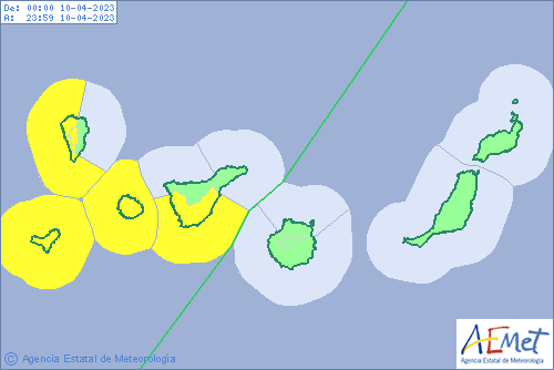 🟡 AVISO AMARILLO POR FUERTES RACHAS DE VIENTO Y MAL ESTADO DE LA MAR

Rachas máximas de viento que podrían alcanzar los 80 km/h en la comarca oeste de La Palma.
Calima generalizada, arrastrada por una pequeña baja que tenemos al sureste de Canarias, sobre el continente africano.