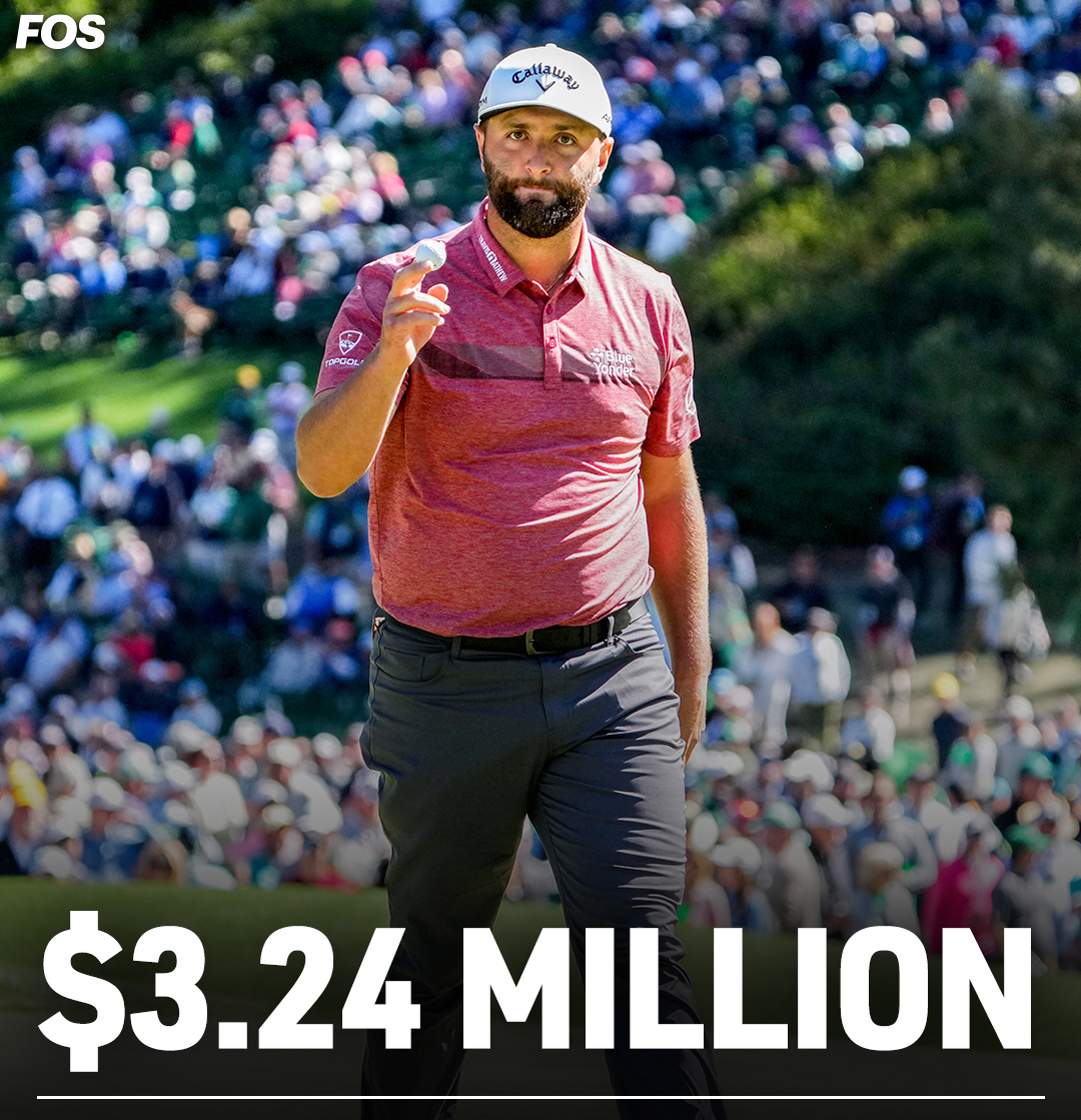 FOS's tweet photo. The 2023 Masters Champion: Jon Rahm 🏆

He's taking home the tournament's largest prize ever at $3.24 million.

Rahm's season earnings now exceed $13 million — just 99 days into the year. https://t.co/W4wHYZja25