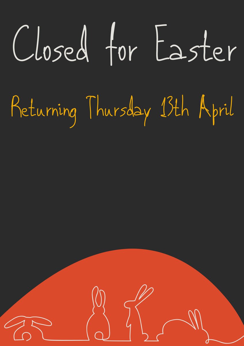 medicoWRM's tweet photo. The rooms are closed Monday, Tuesday and Wednesday this week. See you all on Thursday.

Happy Easter 🐰 https://t.co/zxUW6uREmH