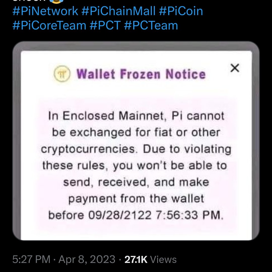 Luquency2's tweet photo. She just sold 1000 $Pi for 2500 $USD and got hundred years ban. After 7 months, She is still in shock 😂
#PiNetwork #PiChainMall #PiCoin #PiCoreTeam #PCT #PCTeam https://t.co/jtjpMOsXK7