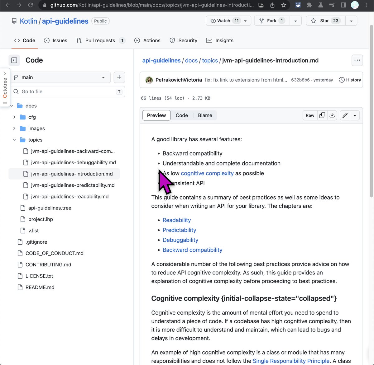 NEW: Kotlin API Guidelines
(github.com/Kotlin/api-gui…)

This guide contains a summary of best practices as well as some ideas to consider when writing an API for your library.

Topics: Backward compatibility, debuggability, predictability, readability, etc

#AndroidDev #Kotlin