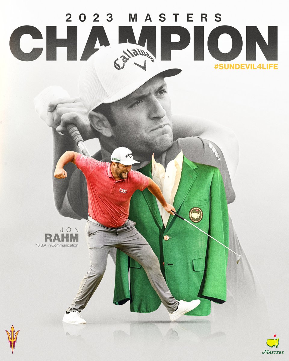 Jon Rahm is the 2023 Masters Champion Congrats to @JonRahmpga on winning the 87th @TheMasters, his second major championship victory @sundevilmgolf is represented well as @PhilMickelson finishes tied for 2nd #ForksUp | 🔱😈⛳️