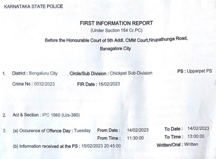 amit_singhcool's tweet photo. Worst Police Service by Bengaluru Police. Case registered on 15-02-2023. Its been more than a month. FIR done. All details of the fraud shared but no action taken. Even his number was active after that but no tracking done.  @BlrCityPolice @CPBlr @PMOIndia @TOIIndiaNews https://t.co/zqpw0XHWYH