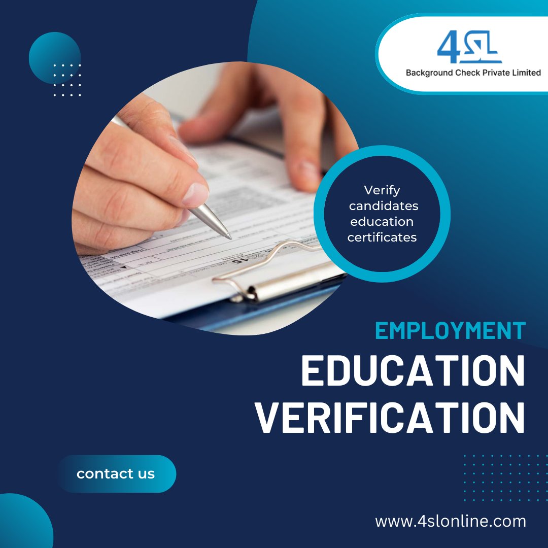 4slOnline's tweet image. Whether students for admission or job seekers for employment, academic certificates should take for verification by authenticate background screening service provider.

#education #educationverification #screening