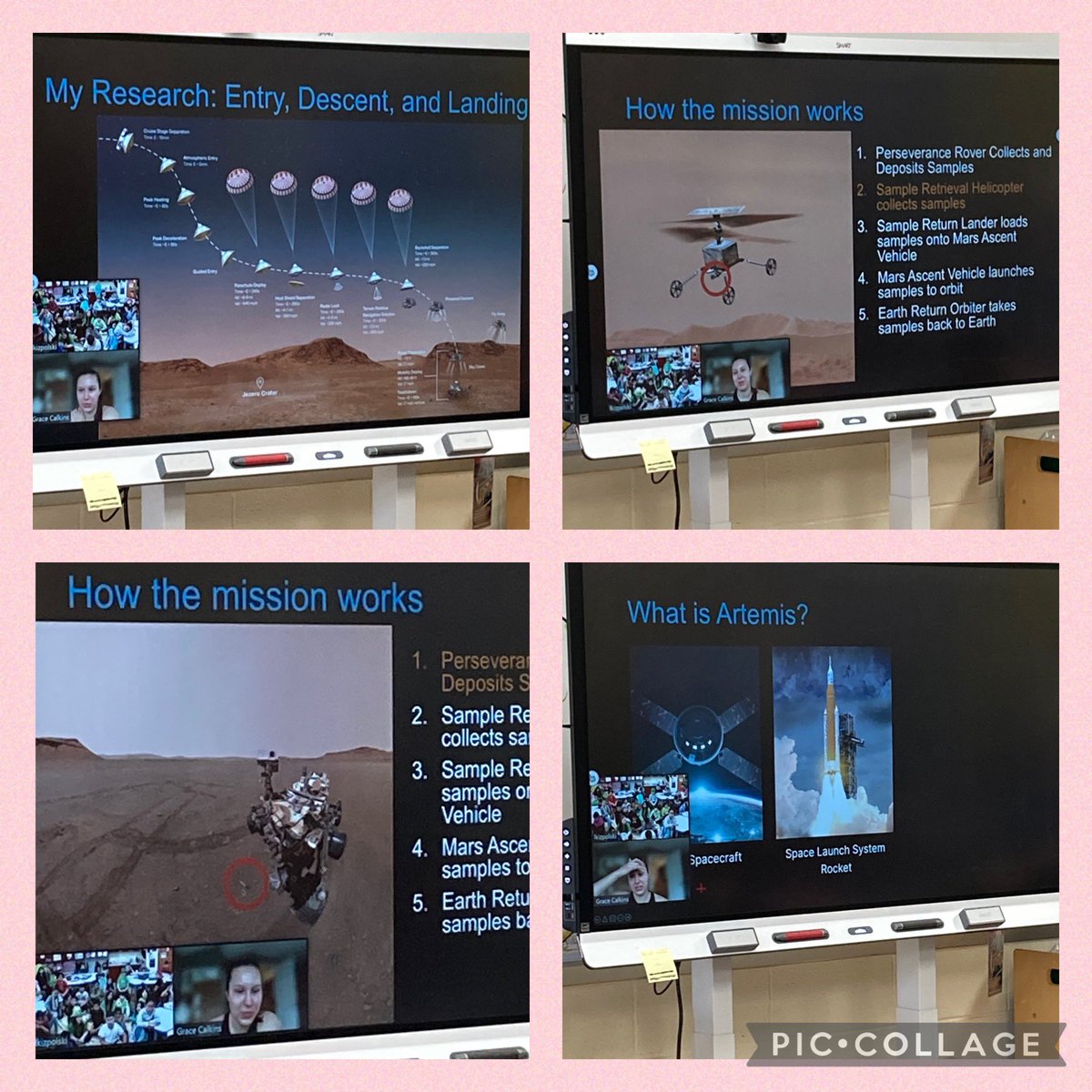 Ss learned so much about the Artemis mission and Mars sampling. Thank you, Grace Calkins, for telling us about your amazing work with NASA. We learned so much!  Can’t wait to follow the Artemis mission. <a href="/graced_by_grace/">Grace Calkins</a>