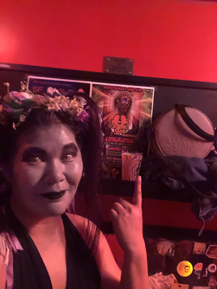 Tina_Braganza's tweet photo. Oops! Forgot to tweet that I 💜🖤 my #dragfam cuz I get to perform last minute at these type of things on zombie Jesus day. 😂🤣 https://t.co/JqJjR4PBQO