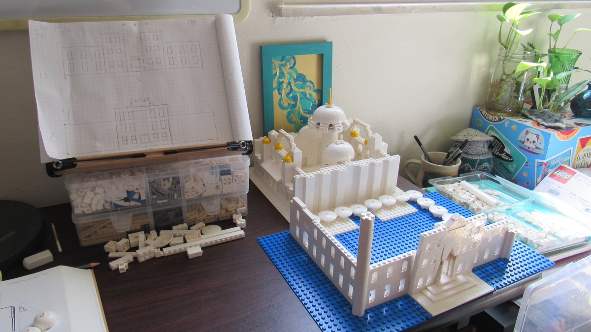1920sTurkey's tweet photo. Today I worked on the outer wall of the Süleymaniye Mosque courtyard (north corner) and connected the main portal to the northeast wall. #ramadan #slowbuild #minimonuments #miniaturemosques #LEGO #islamicarchitecture #architecturephotography #constructionsite #domes https://t.co/AgMpPovXtH