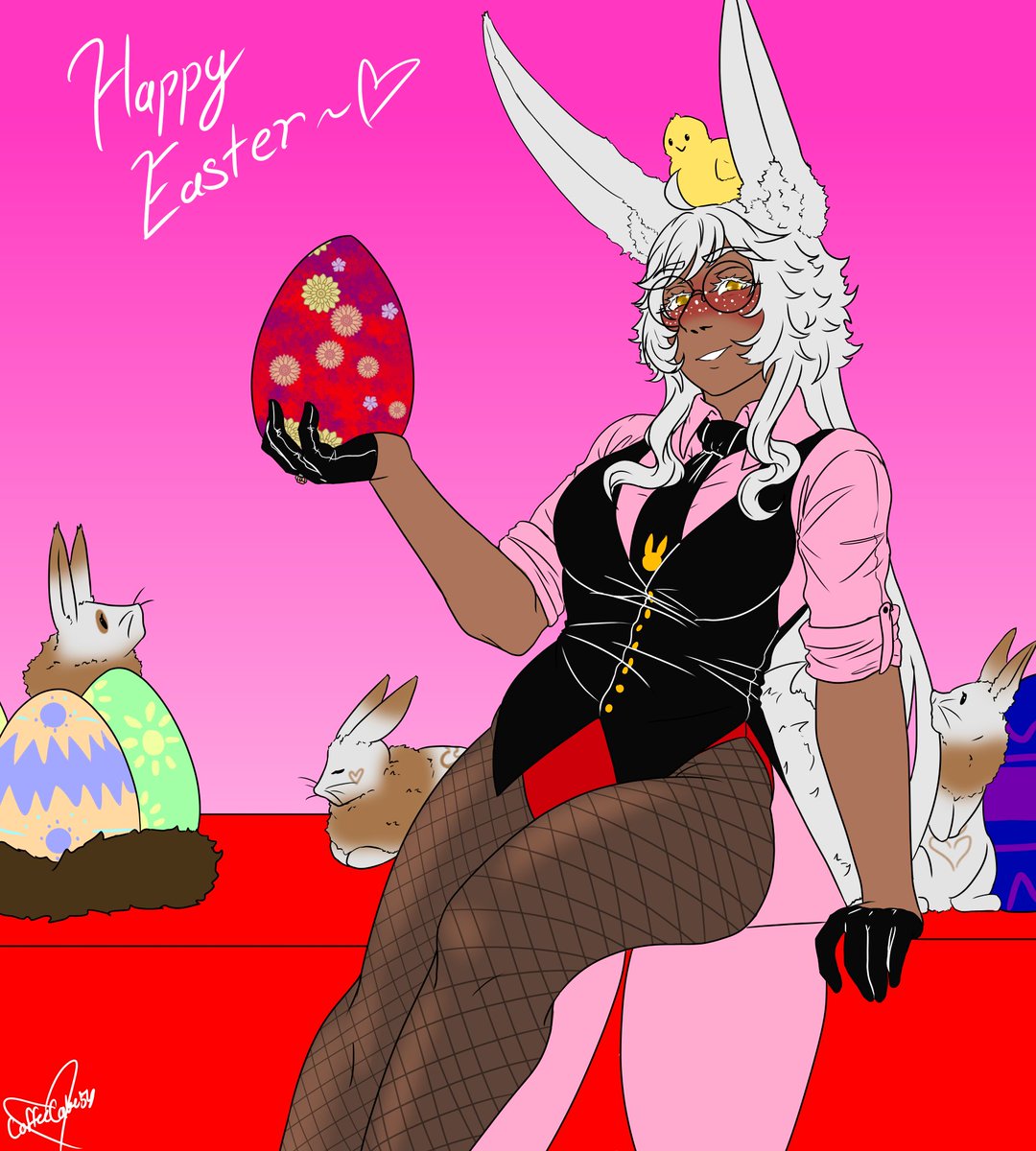 Coffeecake5181's tweet photo. Happy Easter! 🐣

Hope everyone had a safe and fun day! 
#digitalart #bunnygirl https://t.co/m9QO5bNc2G