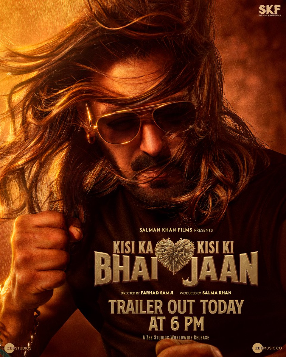 BeingSalmanKhan's tweet photo. #KisiKaBhaiKisiKiJaan trailer out at 6pm 

@hegdepooja @VenkyMama @farhad_samji @IamJagguBhai @bhumikachawlat @boxervijender #AbhimanyuSingh @TheRaghav_Juyal @jassiegill @siddnigam_off @ishehnaaz_gill @palaktiwarii @vinalibhatnaga1 https://t.co/FrVxrg7z6I