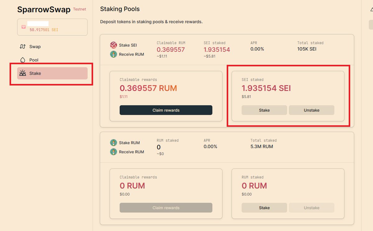 Hướng dẫn trải nghiệm DEX <a href="/sparrowswapxyz/">Sparrowswap</a> trên <a href="/SeiNetwork/">Sei</a>

- Bước 1: Faucet Sei ở app.seinetwork.io/faucet
Nếu có SEI rồi thì bỏ qua, đến bước kế tiếp.
- Bước 2: Truy cập testnet.sparrowswap.xyz
1⃣Chọn cặp Swap tùy ý: SEI - USDC hoặc SEI-RUM. Điền số lượng