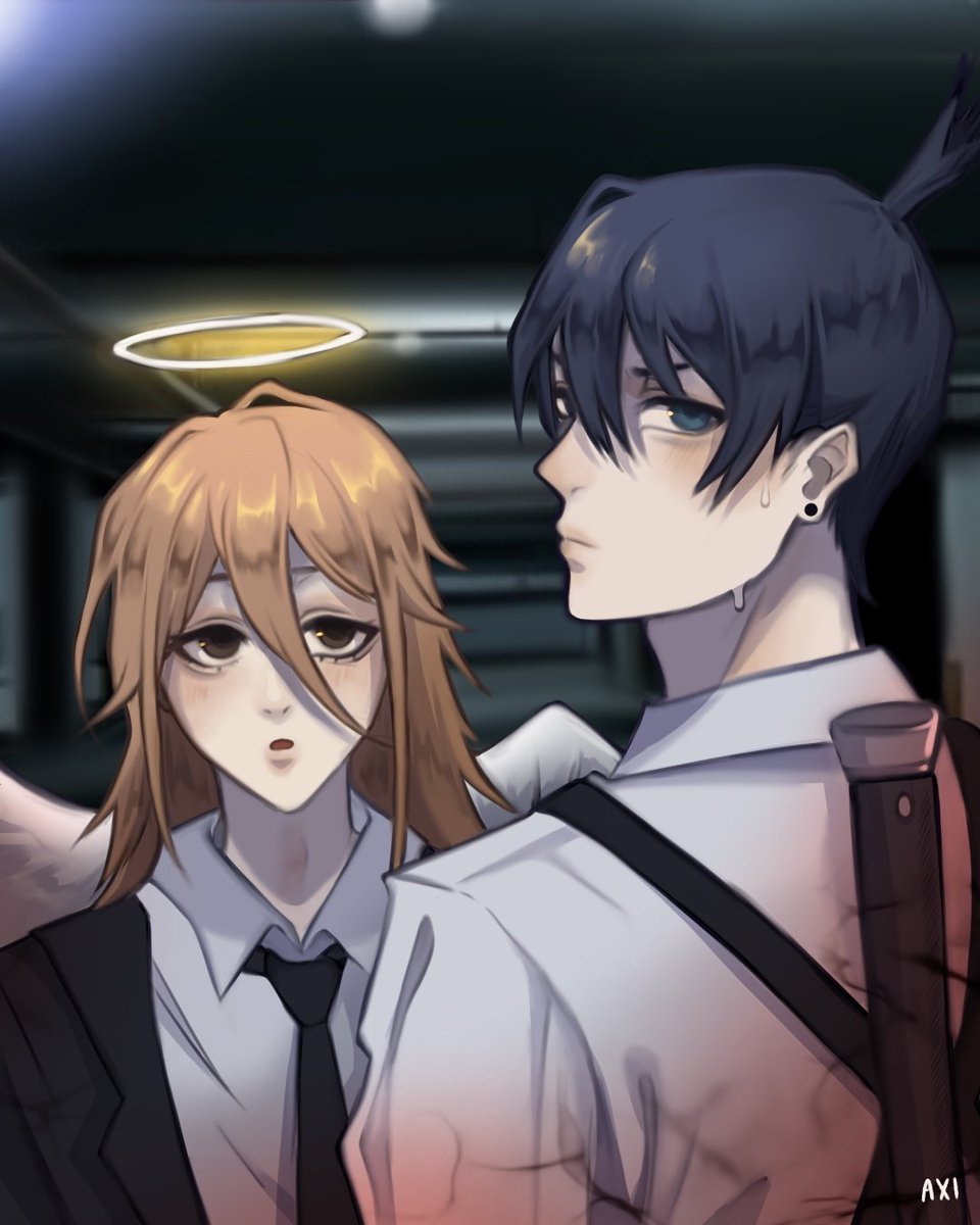 Axinominal's tweet photo. Drawing *that* aki and angel scene in my style :-) 
#csm #chainsawman #aki #angel #akiangel https://t.co/UXik8ToSn2