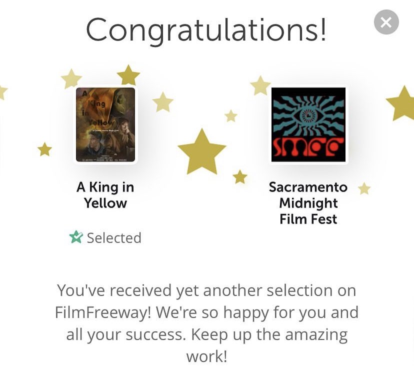 _AKingInYellow's tweet photo. A King in Yellow will be playing later this month for two nights at the Sacramento Midnight Film Festival as a part of their Local Shorts block. Dates and ticket info coming soon! https://t.co/WE1yqPe7di