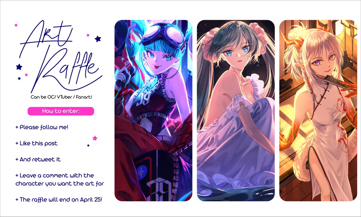 TheAzureCiel's tweet photo. [ART RAFFLE]
To thank all the people who had supported me even when I was still lacking, I decided to open an art raffle! The prize would be one head portrait for the requested character, and the raffle pool will last until April 25!
Thank you all so much for being with me! https://t.co/lX3EoU9mNX