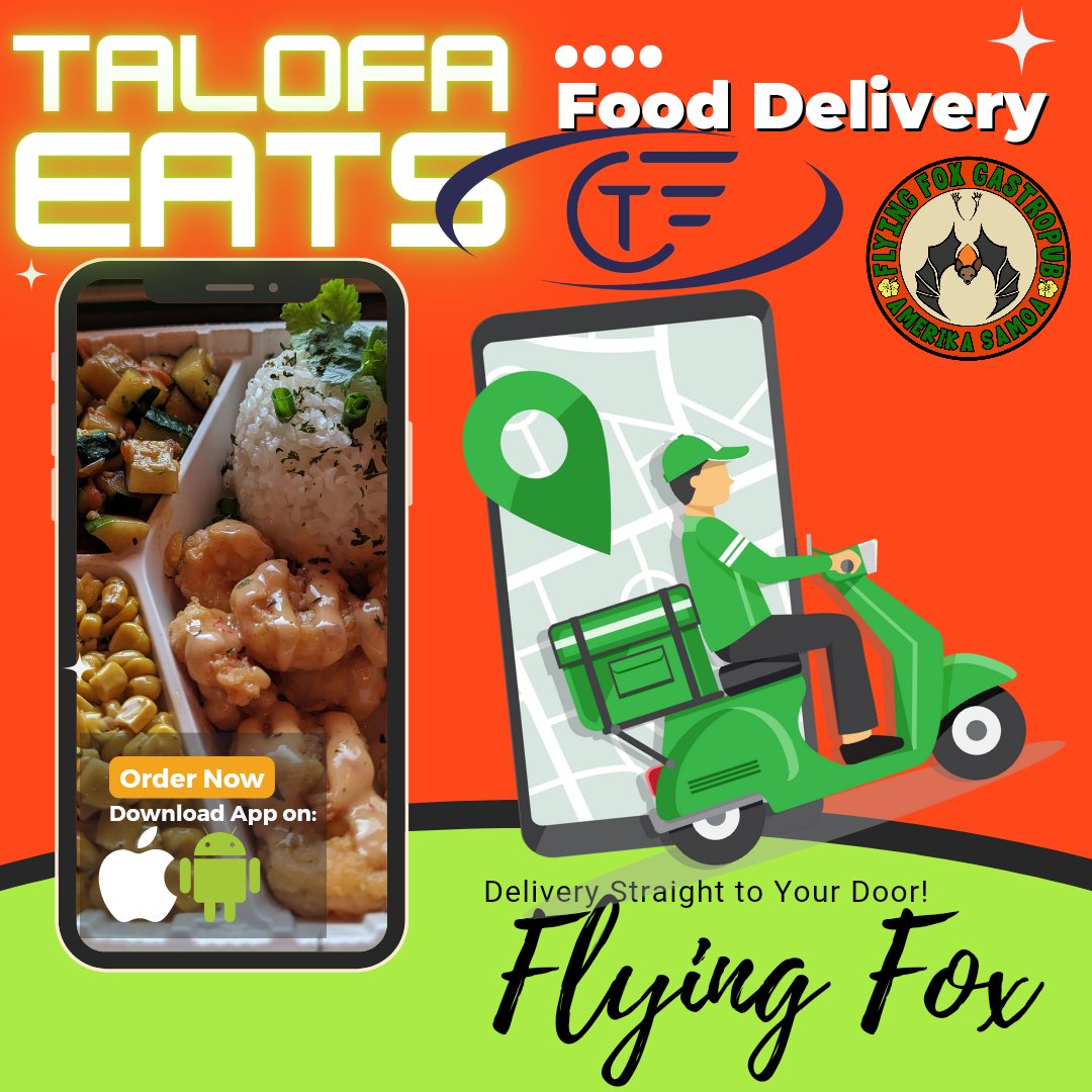 FlyingFoxBeerAS's tweet image. The only delivery food service in #AmericanSamoa! Get your favorite Flying Fox food every Thursday to Saturday. Available on iOS and Android. Weekends are for Flying Fox!