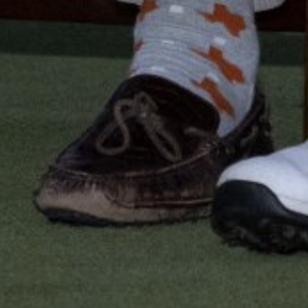 AmandaGolf59's tweet photo. I think Scottie Scheffler is hilarious and precious and must be protected at all costs. 

That being said, can we please get him some new loafers? https://t.co/FTJlrGGqm8