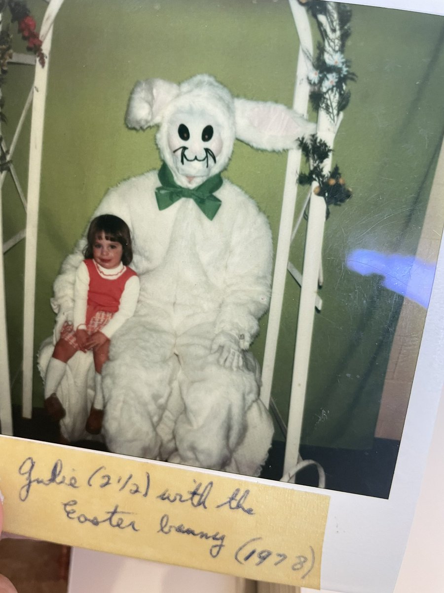 mamaTooStrong's tweet photo. When people ask why I don’t take my kids to see the Easter Bunny….  That’s me and some character straight from Hell. #easterbunny #badbunny #nightmare #flashback #easter https://t.co/8XjSNGVT8U