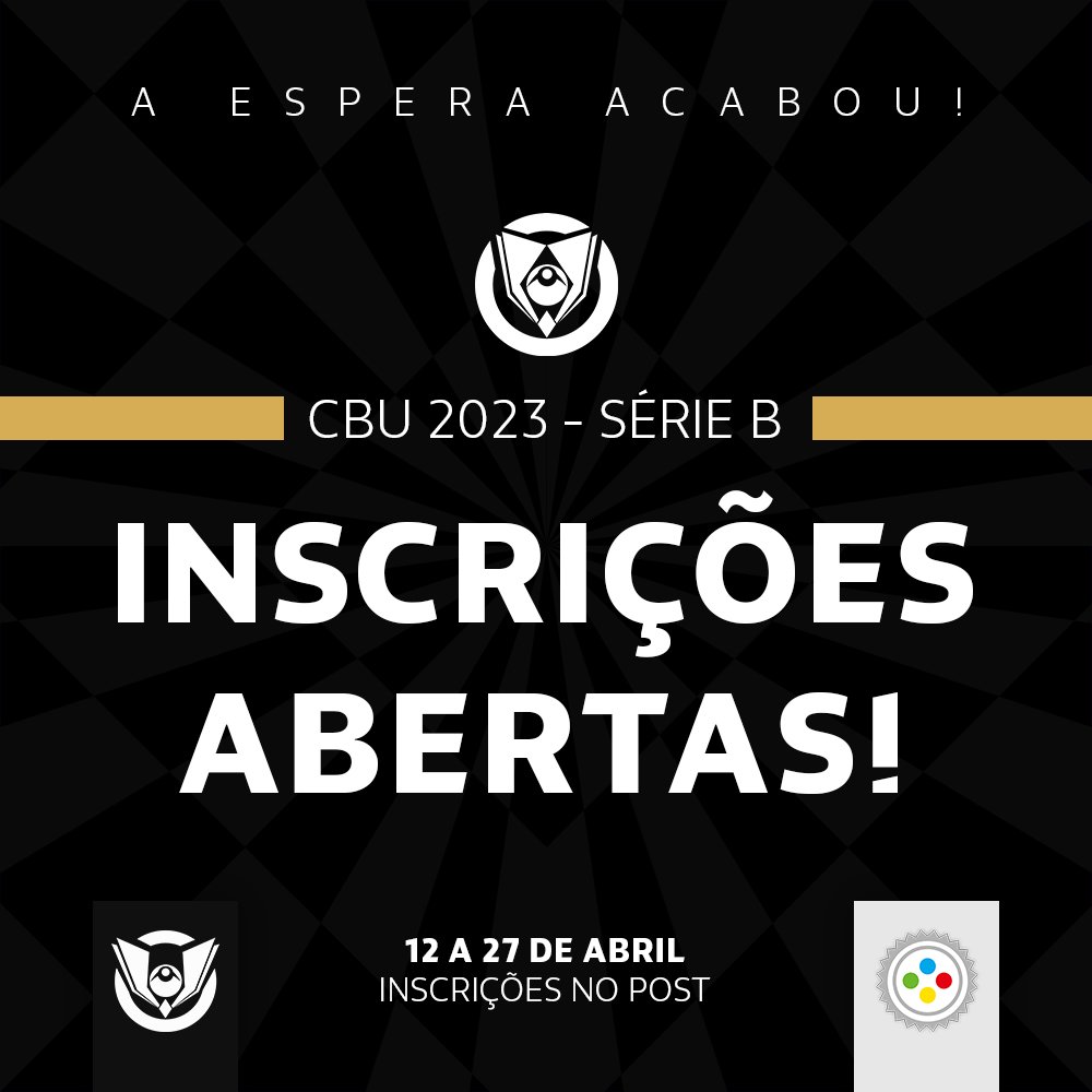 💛 CHEGOU A HORA!

Após meses de espera, trabalho e dedicação, temos o prazer de anunciar a volta da Maior Liga da América do Sul, a #CBU2023!

Em um formato renovado, o sonho da Série A agora está a só um passo. É SUA a chance de brilhar.

Inscreva-se!
forms.gle/5LczDoy116cD1t…