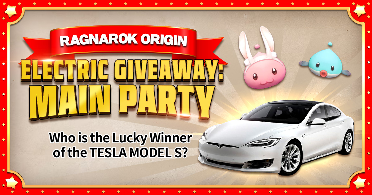 ro_origin's tweet photo. The party is going on! 💌  Go visit the Ragnarok Origin YouTube channel and watch the Tesla winner video to receive a free in-game mount 😛 https://t.co/5iflK9WzQJ

#RagnarokOrigin #ElectricGiveaway #Party #Tesla #ModelS #PreRegistration #Giveaway #Event #MainParty #AfterParty https://t.co/zS4a8iwJHo