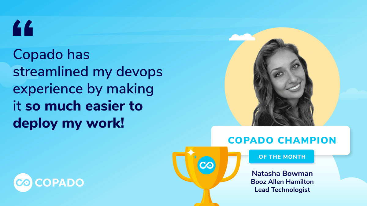 CopadoSolutions's tweet photo. 🏆 Copado Champion Spotlight: Natasha Bowman 🏆 Meet Natasha: A Senior Software Developer at Booz Allen, a 2023 Copado Champion and a panel member at #COPACommunityDay in March. Learn more about Natasha and her advice to fellow #CopadoCommunity members: https://t.co/oXuqLi8Ivo https://t.co/0M6fySErHY