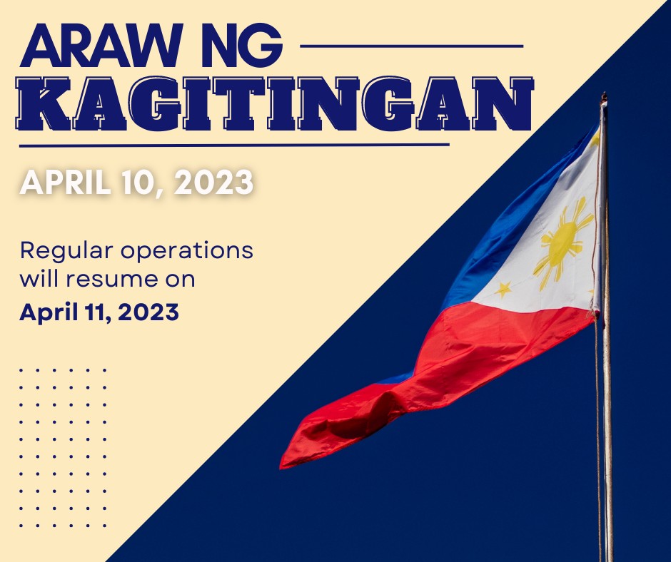 InstituteOro's tweet photo. 𝗗𝗔𝗬 𝗢𝗙 𝗩𝗔𝗟𝗢𝗥
April 9, 2023

The Day of Valor, officially known as Araw ng Kagitingan, is a national observance in the Philippines which commemorates the fall of Bataan to Japanese troops during World War II. Their legacy will go on forever. https://t.co/OdDFWJ4wBj