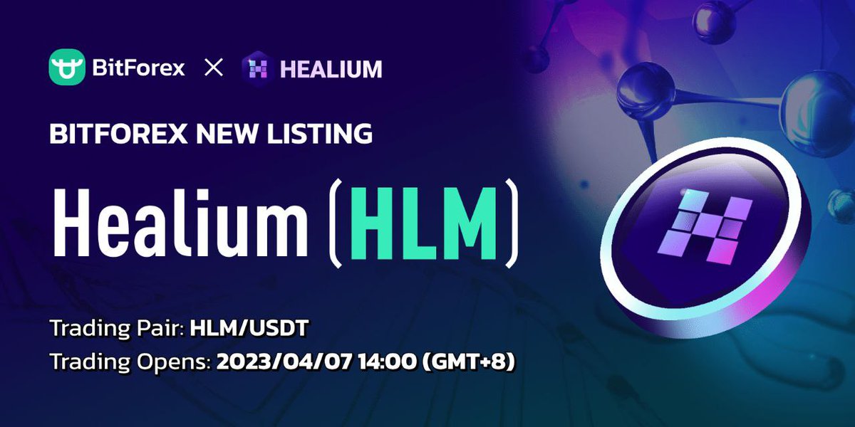 Healium Global (HLM) (@healiumcoin) on Twitter photo 🌟New Listing 🌟
🥳🎇 We're delighted to announce the listing of Healium (HLM) <a href="/healiumcoin/">Healium Global (HLM)</a> on BitForex!
⏰Time: 2023/04/07 14:00 (GMT+8)
Join BitForex: bit.ly/3NLT85t
Happy trading!
🧷More details: bit.ly/40McmPm #BitForex #newlistings 🌟New Listing 🌟
🥳🎇 We're delighted to announce the listing of Healium (HLM) <a href="/healiumcoin/">Healium Global (HLM)</a> on BitForex!
⏰Time: 2023/04/07 14:00 (GMT+8)
Join BitForex: bit.ly/3NLT85t
Happy trading!
🧷More details: bit.ly/40McmPm #BitForex #newlistings