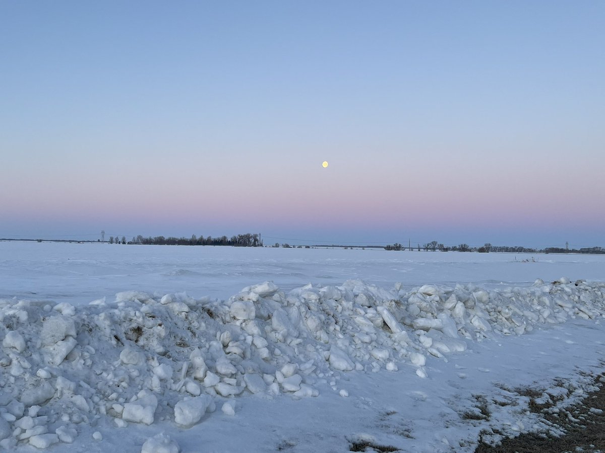 CarahHart's tweet image. The frozen tundra at sunrise Saturday in Grand Forks, ND pre-thaw. #spring23