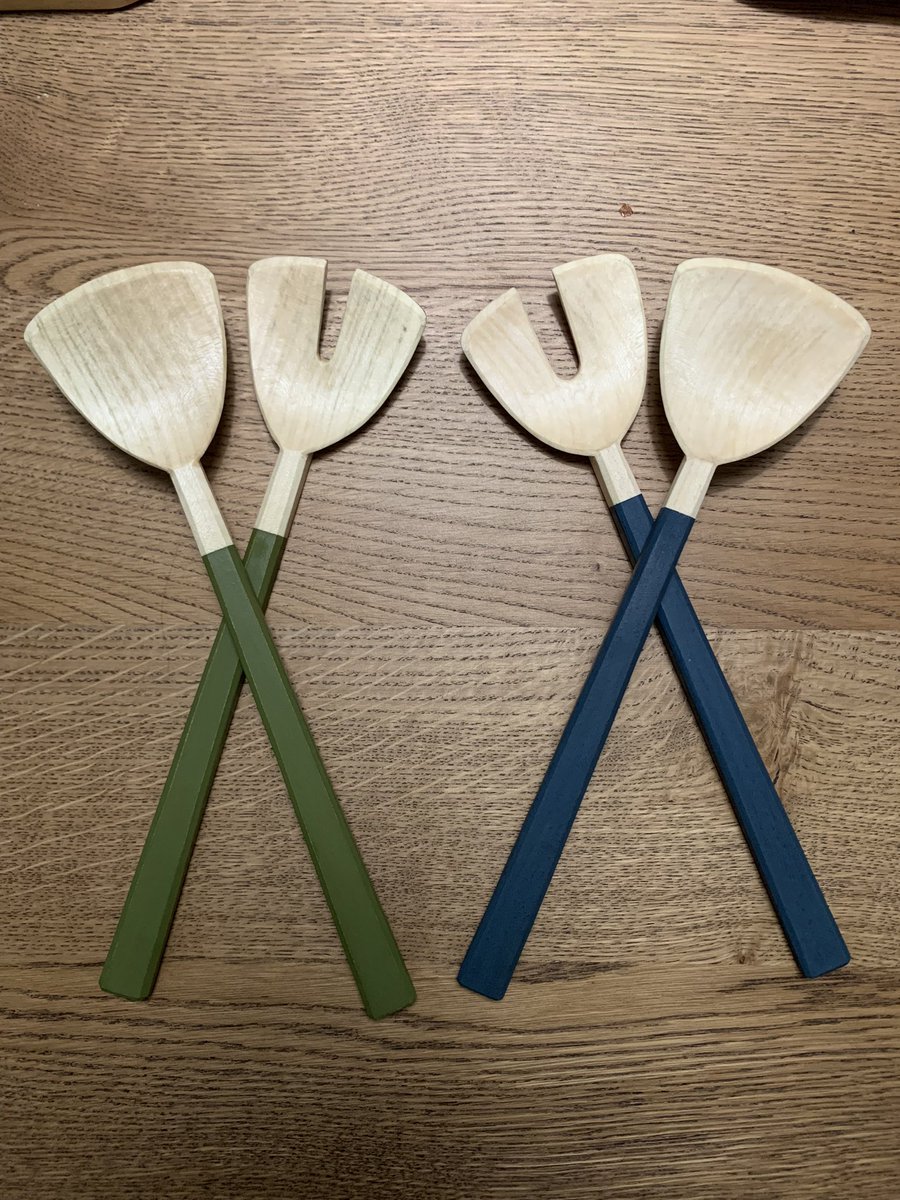 Chas_Schmid's tweet photo. When a trip to @TrystingTree turns into a wood scavenging expedition… First batch done! @WWofTurf #spooncarvers #Oregonmaple https://t.co/CpDE1Rj5ib
