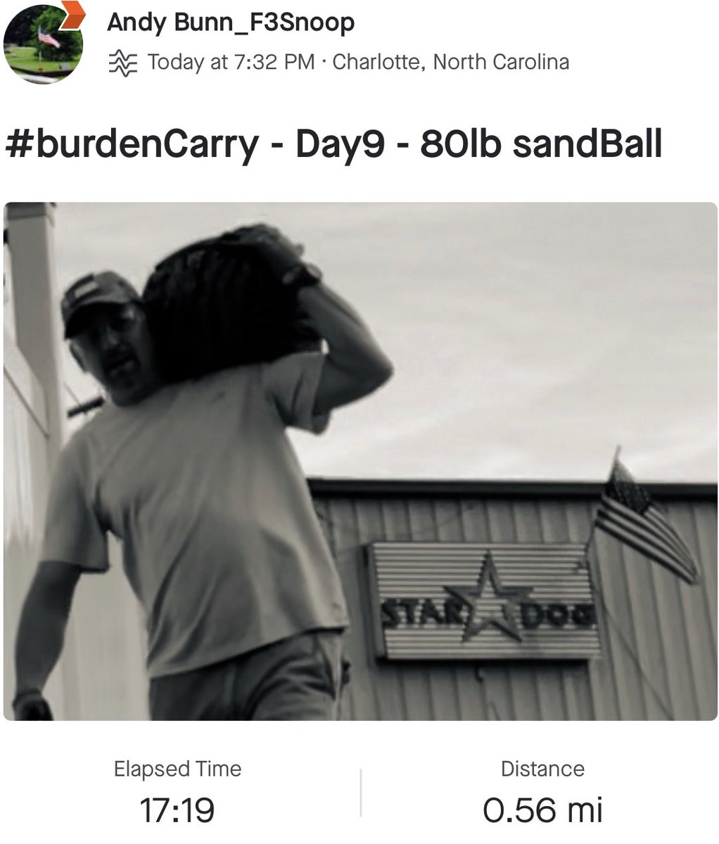 F3Snoop's tweet photo. #burdenCarry - 🎚️Day9
80lb #sandBall ->Difficult to Balance and Heavy on your Shoulders.
Life’s #burdens mimic the #sandBall…remain steady and press onward💪🏼 https://t.co/0Q6GDIlCXN