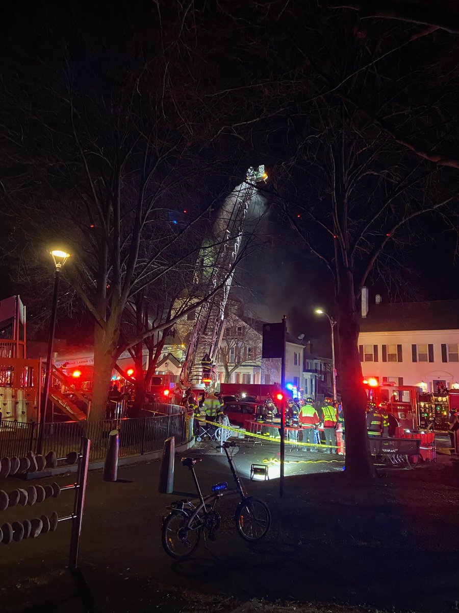 Our hearts and prayers go out to the church, their members, and the neighbors. We were across the street with the kids at the playground when it began, and we learned the fire is still going.