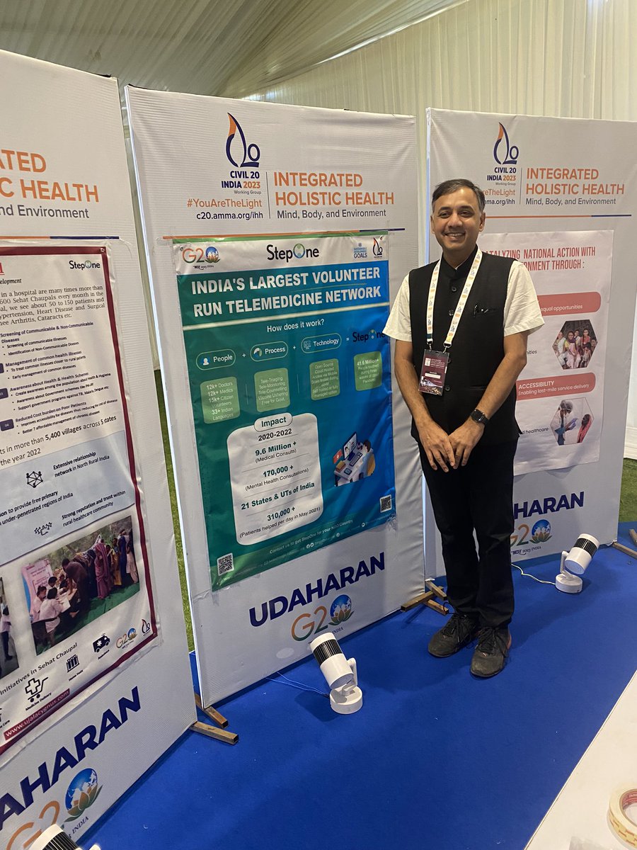 shuchinbajaj's tweet photo. Very proud that @Projectstepone and @Ujalacygnus were featured as Udaharans at the @g20org @C20EG summit. We were showcased as ideal ways to deliver holistic health to the community! Really chuffed. #sehatchaupal #wespreadfaster https://t.co/oHSAuzSKp5