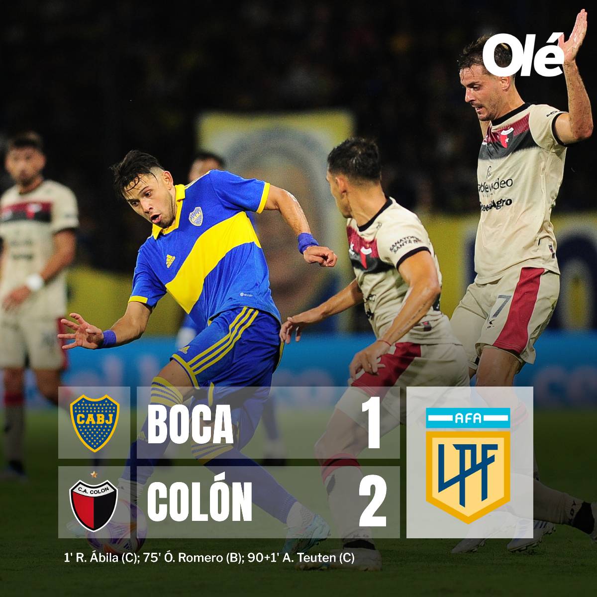 DiarioOle's tweet photo. BOCA SE COMIÓ OTRO PORRAZO DE LOCAL 👊

A horas de la presentación de Almirón (estuvo en uno de los palcos de La Bombonera), Boca cerró otra floja presentación de local y queda cada vez más lejos del líder, River (24)

🌟 PRIMERA VICTORIA de Colón en las 10 fechas que van de LPF https://t.co/shnvRfVU1W