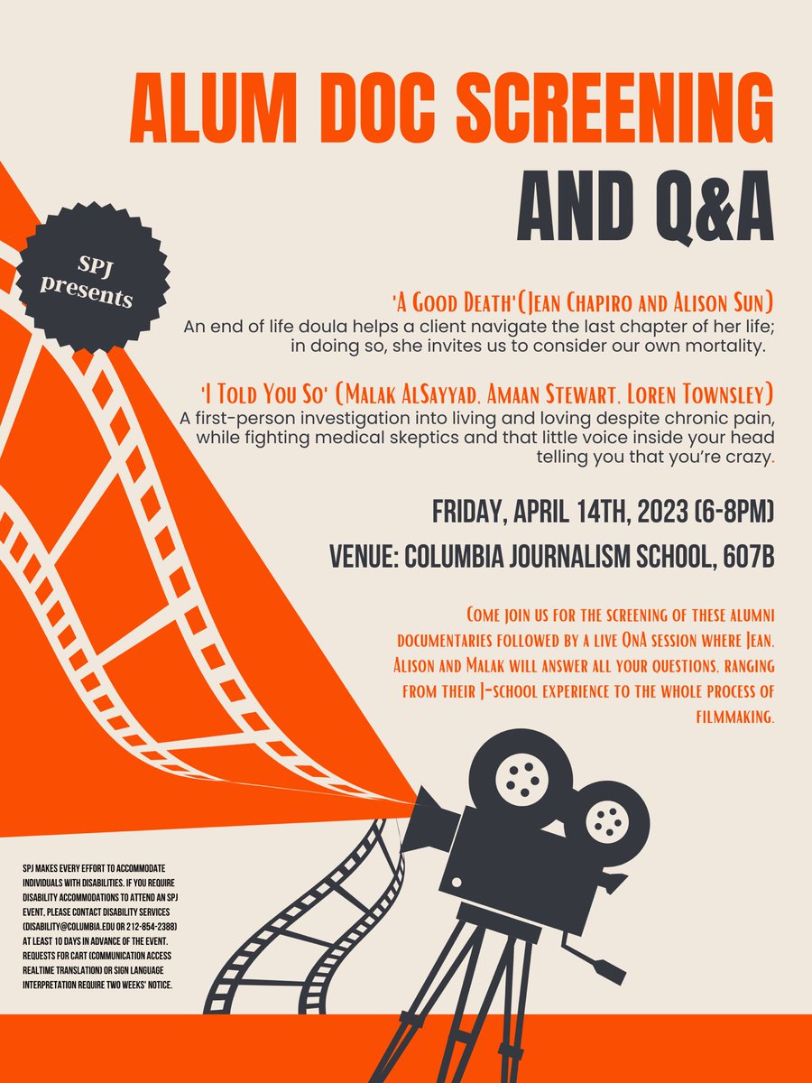 This week on Friday April 14, SPJ is organizing a documentary screening! 

Come and join us for this event! 🎥