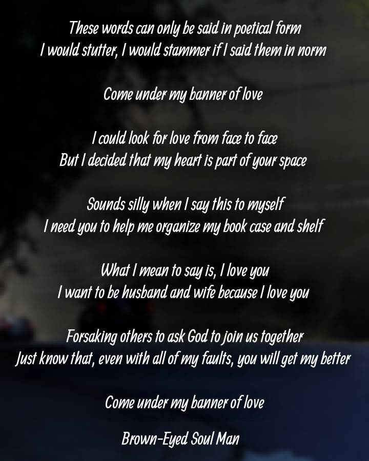 brwneyedsoulman's tweet photo. Banner of love...
#BrownEyedSoulMan #versifier #poetry #songofsongs #spilledink #inkedpoetry #writingcommunity #Poetry_Planet #poetrycommunity #poetrylovers #PoeticAdventure #PoeticJourney #mysoul #poem #poets #marriagesong #banneroflove #napowrimo2023 #napowrimo #soinlove https://t.co/SZXiRNcUuU