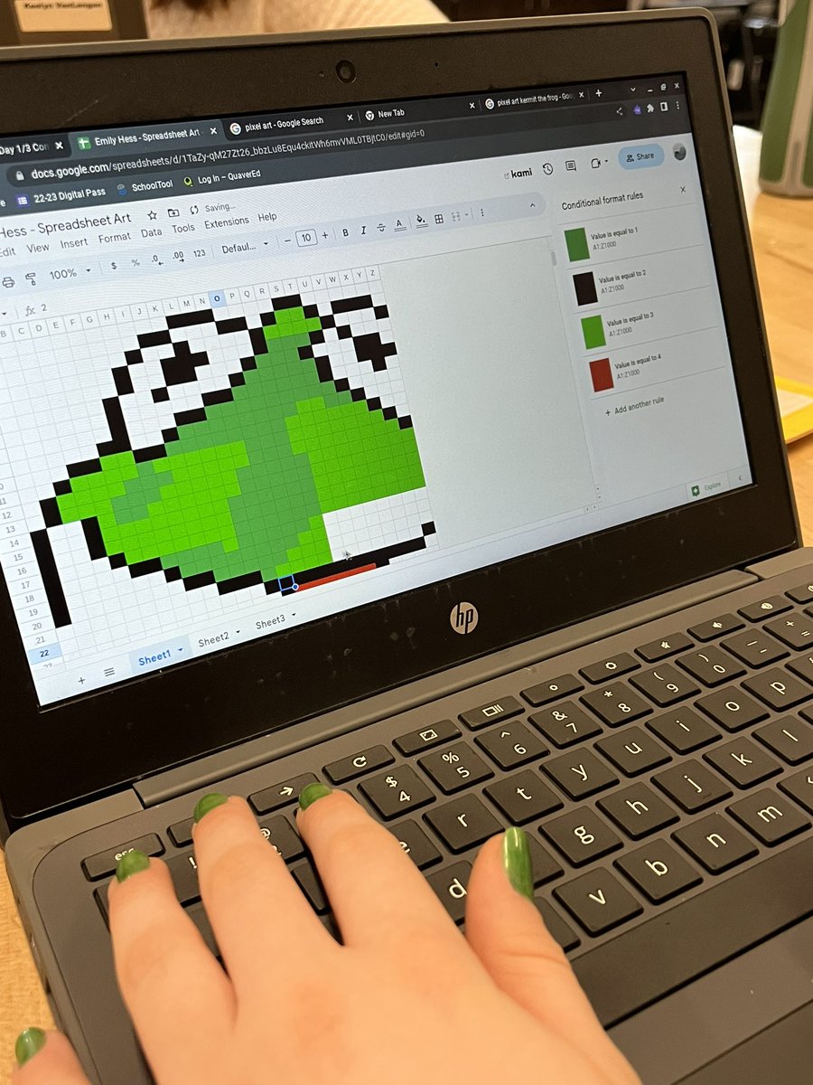 Using conditional format rules to create pixel art with Google Sheets #applieddigitalskills #esmpgcomputerliteracy #codinglife #esmpgproud #teachingwithturby