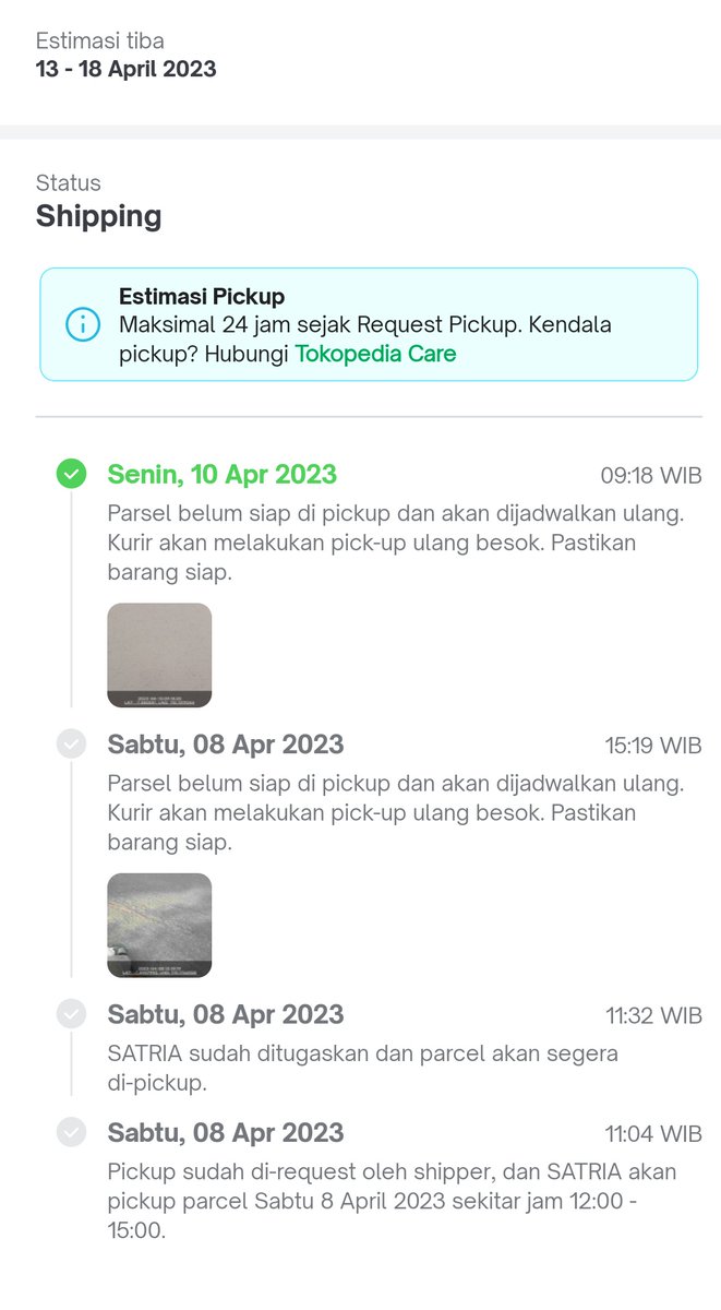 arifsaefudinn's tweet photo. @anteraja_id @TokopediaCare @tokopedia paket udah siap jemput sejak sabtu siang, tapi keteranganya parsel belum siap. Bahkan sampe pagi ini. Padahal saya stanby di rumah terus dan tidak ada kurir yang datang. https://t.co/ueT4Ux22Ra