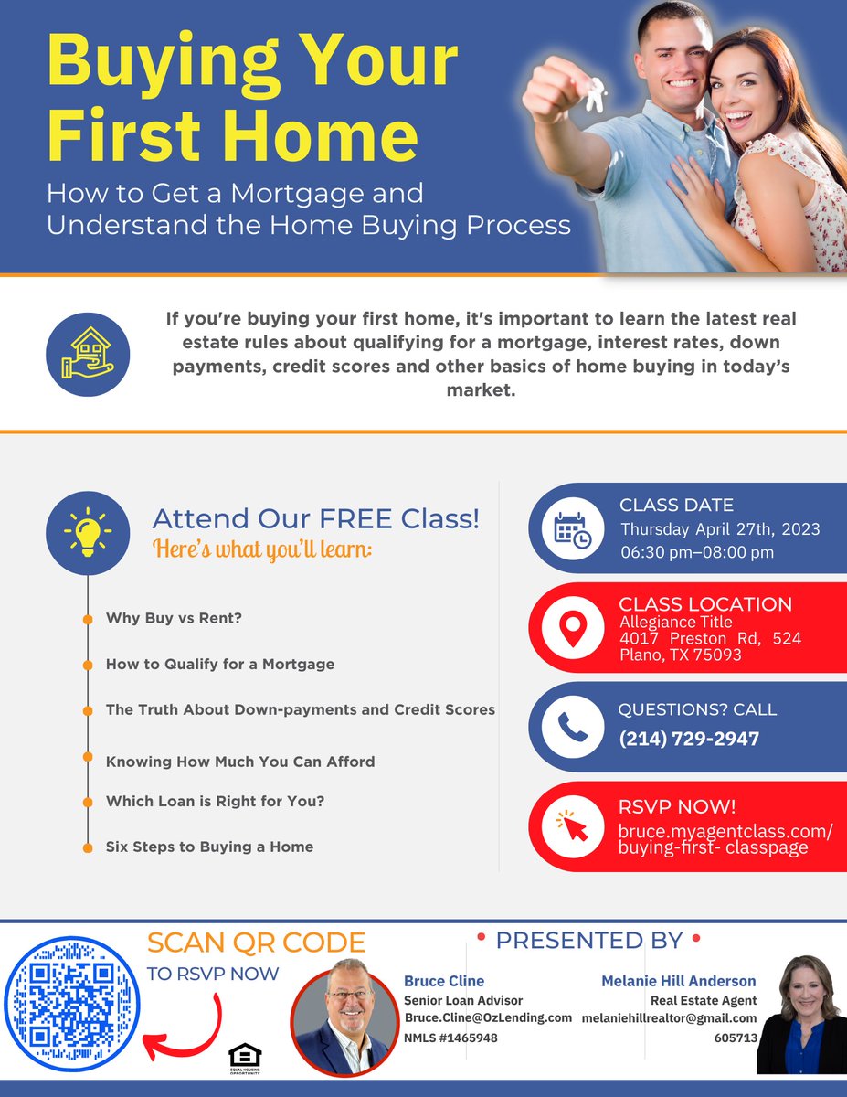 Looking to buy your first home?  Join us for a fun and informative class on Thursday 4/27/23  6:30pm.  Scan the QR code below to register!  #firsttimehomebuyer #mortgagehelp #realestatehelp #buyingahome  #realtor