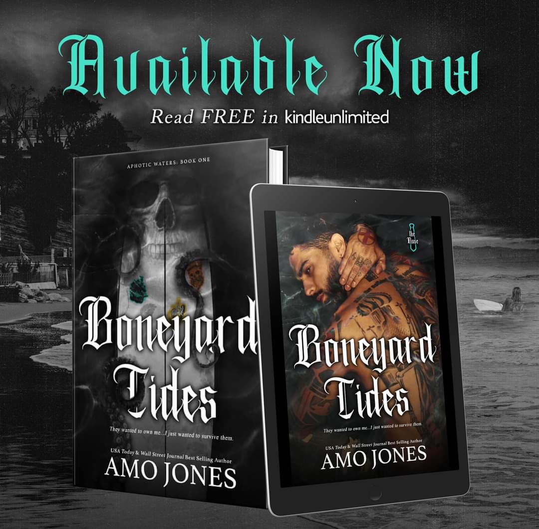 🏴‍☠️AVAILABLE NOW🏴‍☠️
Boneyard Tides, book one in Amo Jones's new dark gothic romance 
Amazon US: tinyurl.com/BoneyardUS
Amazon UK: tinyurl.com/BoneyardUK
Amazon CA: tinyurl.com/BoneyardCA
Amazon AU: tinyurl.com/BoneyardAU
Surfboard PB: tinyurl.com/yckwtcwx
#AmoJonesAuthor