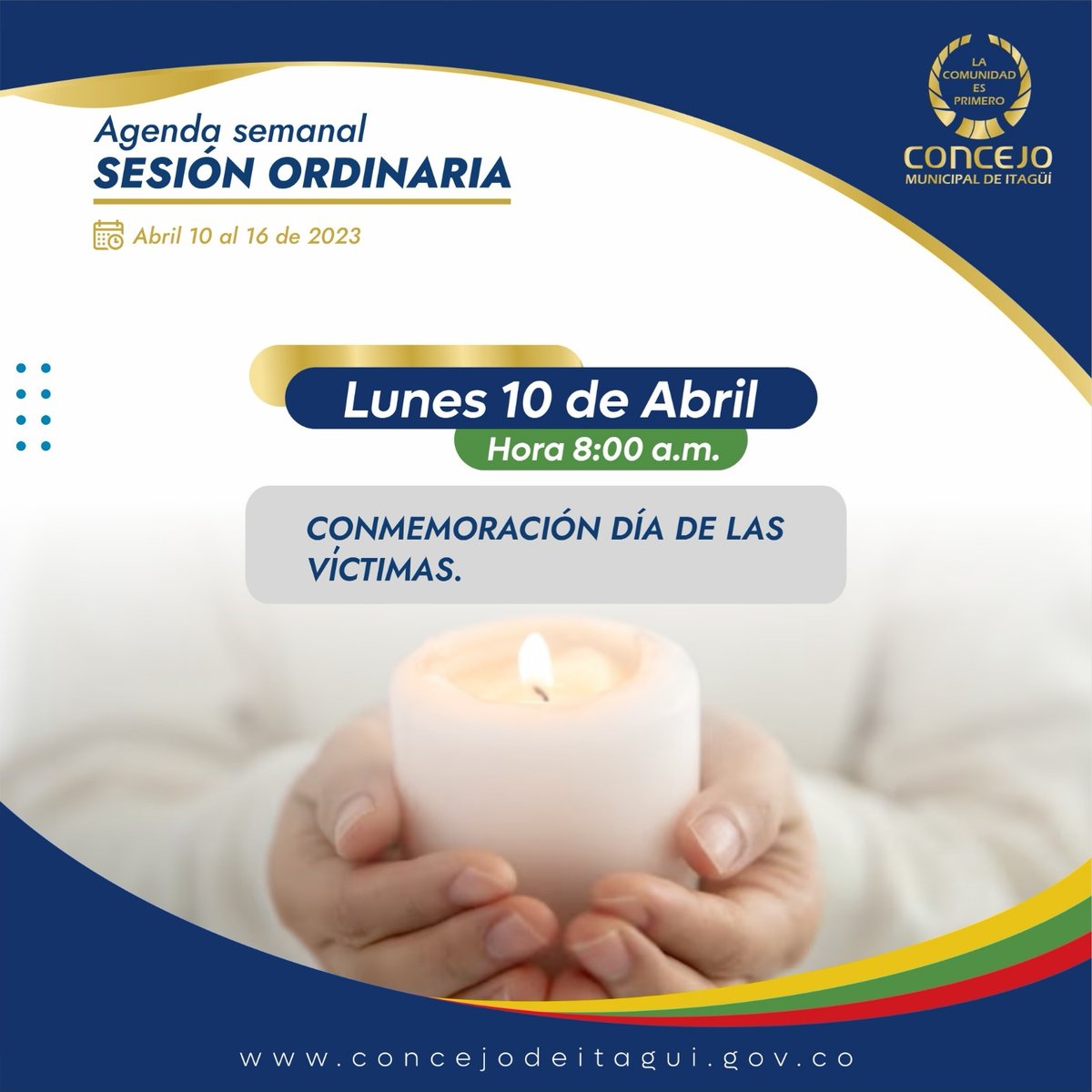 👉🏽 Mañana Lunes 10 de abril, tendremos la Conmemoración del día de la víctimas. 

📍Los esperamos en nuestro live de
🎥 Facebook: facebook.com/ConcejoDeItagu…
🎥 YouTube: youtube.com/@ConcejoDeItag…