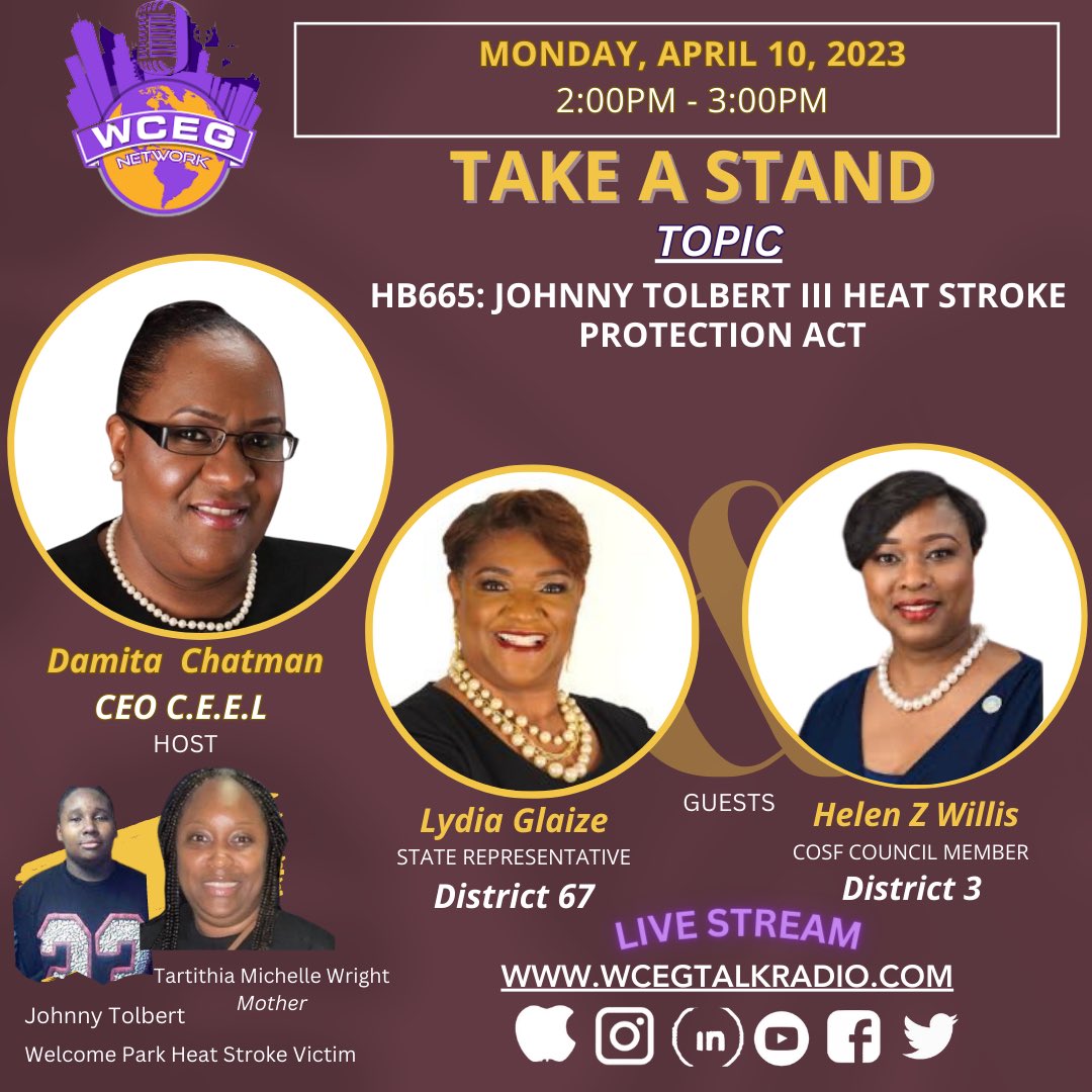 Wcegtalkradio's tweet photo. Join us Mon 4/10/23 @Helenzenobia @exceptlpplwceg @peepschoicewceg @wceg4yourgood @docMindMatters @WCEG_AndBeyond @Givinuthebiz1 @ConvosEducation @DaRealWardell @ValenciaStovall @cmg327 @Vets2Day_Herman #wcegnetwork #takeastand #wceg @Iam360WISE @Colonel_WCEG @COSFGA
#wcegradiotv https://t.co/5YhqmIlxrt