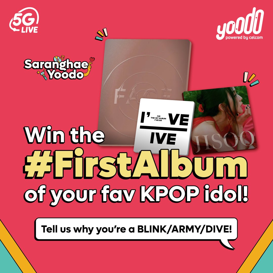 yoodoMY's tweet image. 📣📣📣 CALLING ALL ARMYS, BLINKS &amp;amp; DIVE!

For the first time ever, we're excited to announce a special #FirstAlbum giveaway!

#saranghaeyoodo #yoodo #yoodoyou #Jimin_FACE #JIMIN #JisooFirstSingleAlbum #FLOWER #IVE #Kitsch
