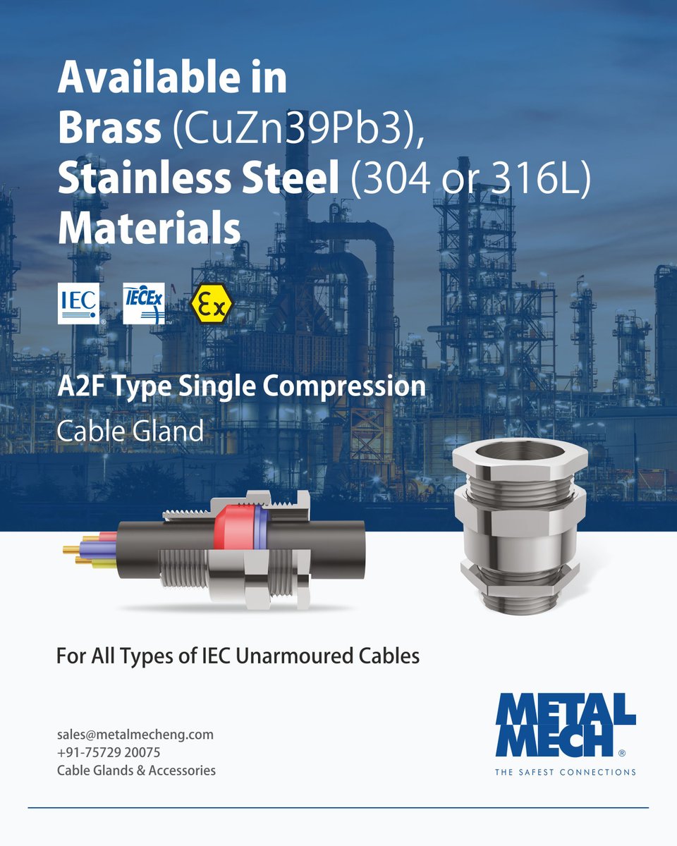 metalmecheng's tweet photo. With the knowledge of commercial nuances and technical aspects of the market we offer quality products &amp; customized service.

Contact Us: https://t.co/3AIBOkxbji

#manufacturer #exporter #metalmechengineering #jamnagar #india #accessories #cableglands #brass https://t.co/Ch5XXMnbBV