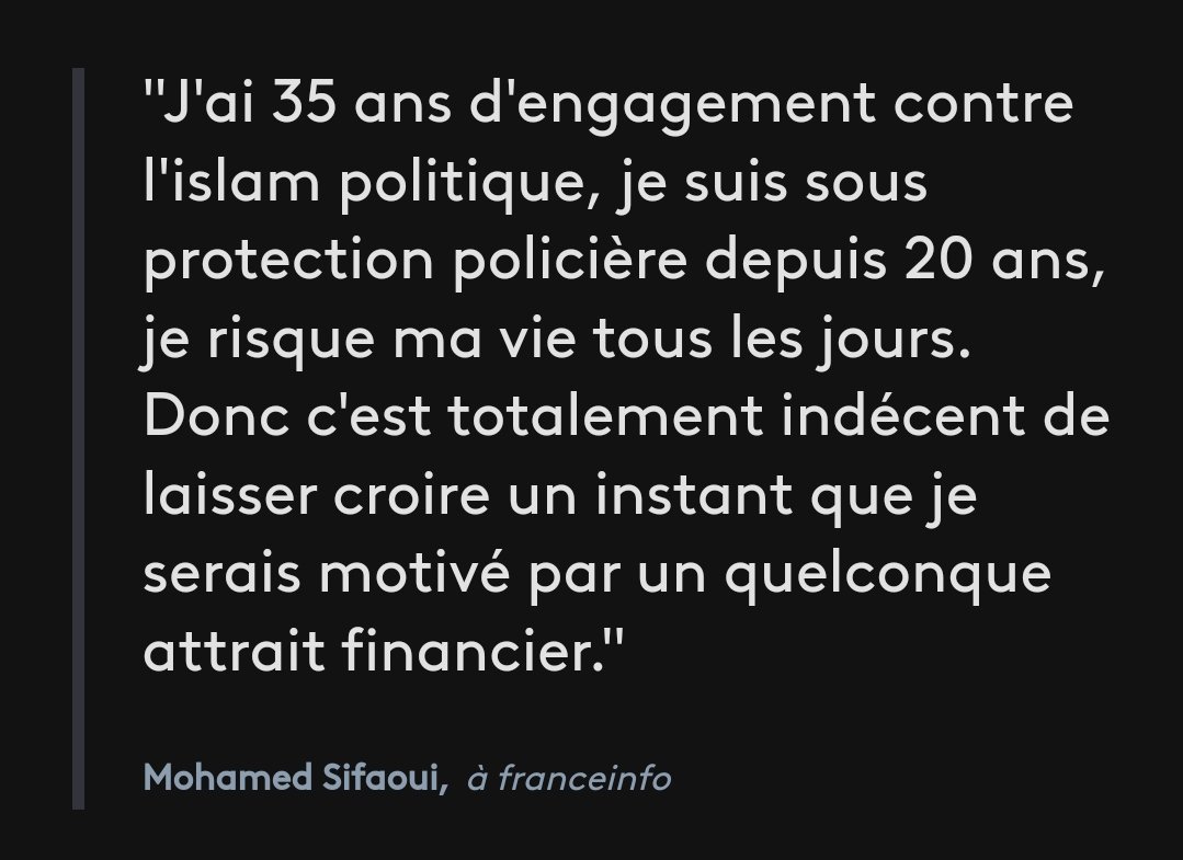 La défense piteuse de @Sifaoui :
'Je suis contre les islamistes, je ne peux donc pas être un escroc !'
La vraie escroquerie, c'est surtout que #Sifaoui a pu se faire passer pour un intellectuel depuis plus de 30 ans !
#FondsMariane #Paty #schiappagate 
#SifaouiRendsLargent