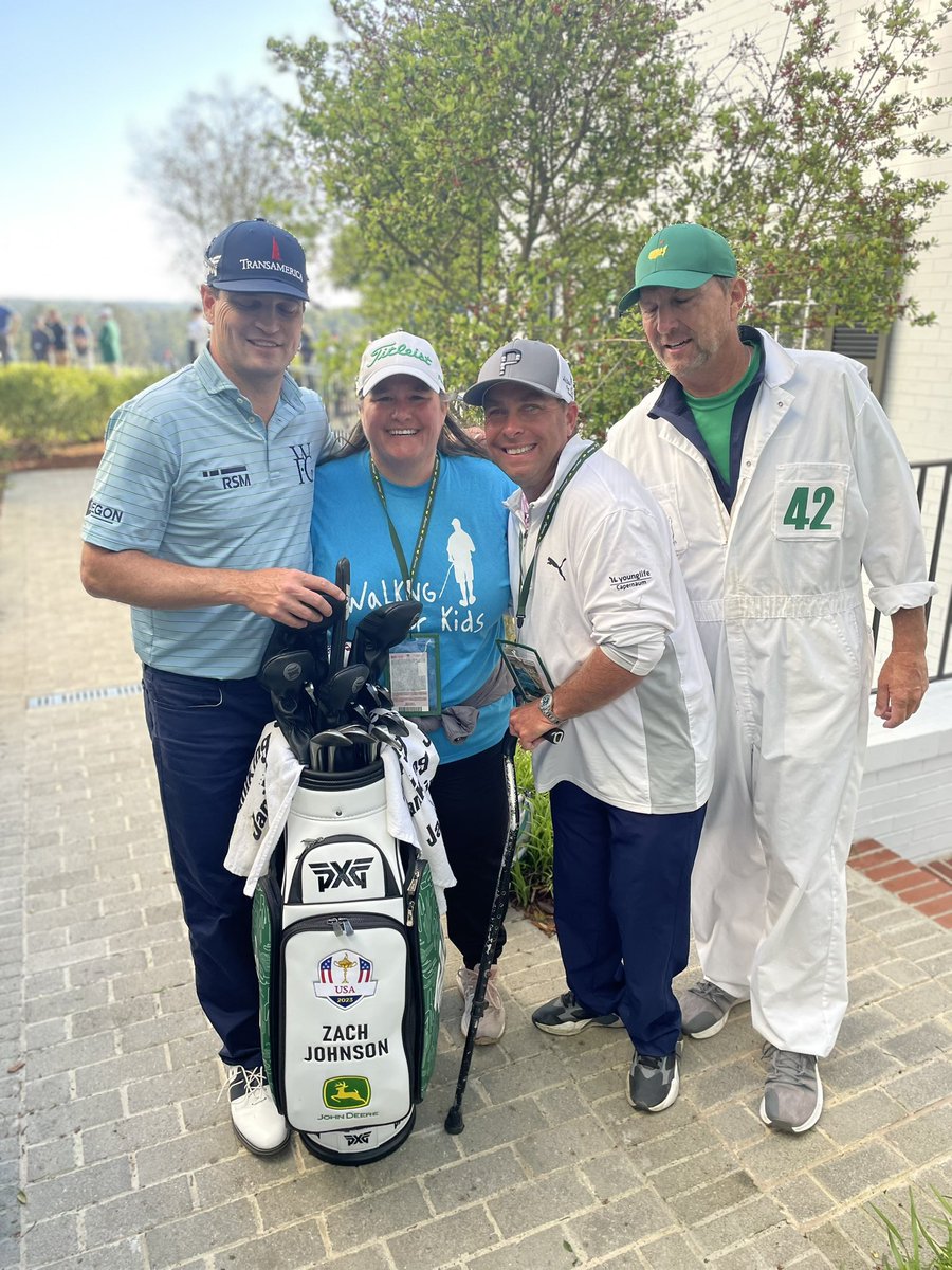 Huge thank you to @ZachJohnsonPGA for another memorable week @TheMasters and for his friendship and support of the kids! Extra special to have @anngregoryyl with me this week to celebrate a special birthday!!