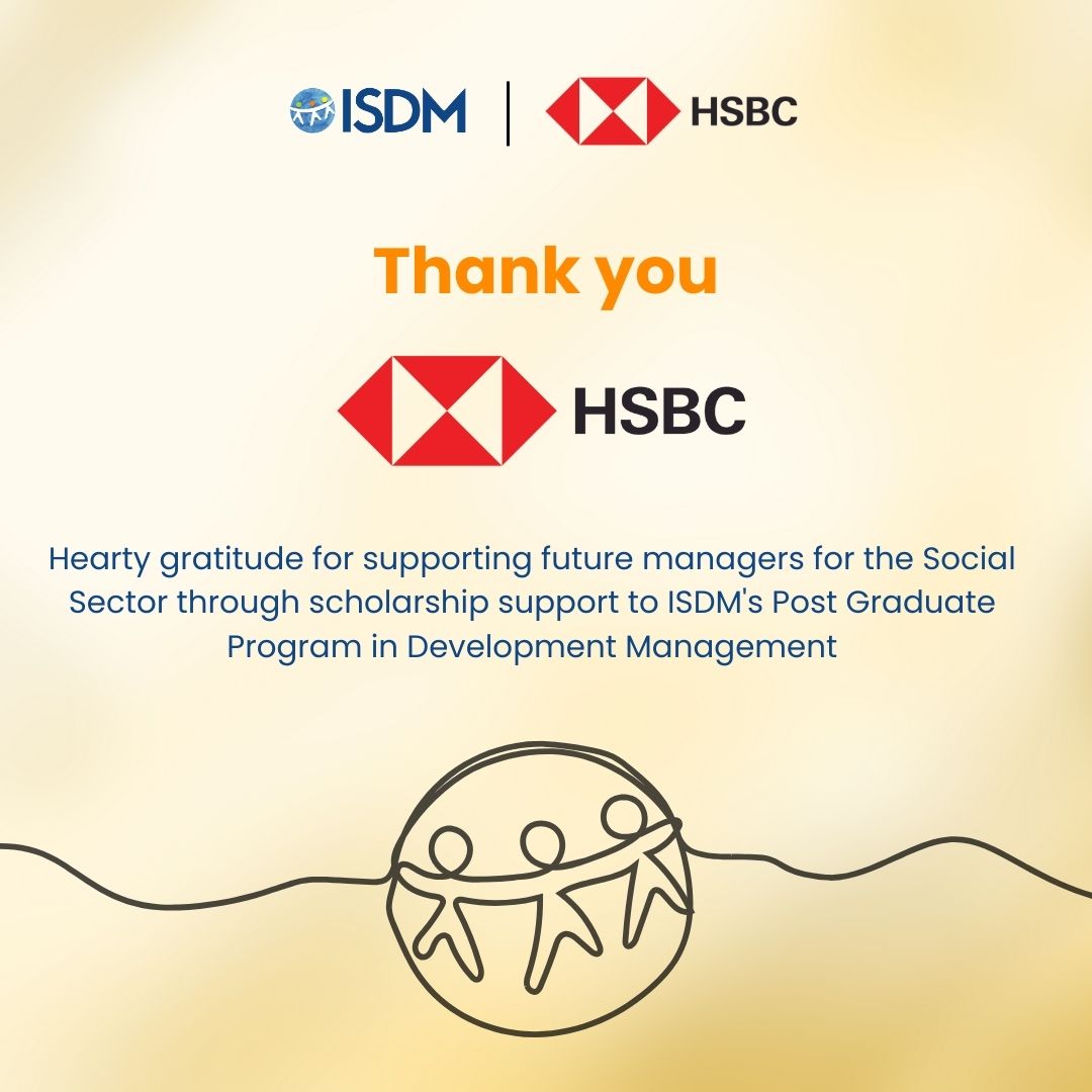 Thanking <a href="/HSBC_IN/">HSBC India</a>  for the support to ISDM for the second consecutive year with scholarships for 42 Post Graduate Program in Development Management students, creating socially responsible management professionals.

#HSBCIndia #ISDM #SocialImpact 

<a href="/AlokaMajumdar/">Aloka Majumdar</a> <a href="/romitsen/">Romit Sen</a>