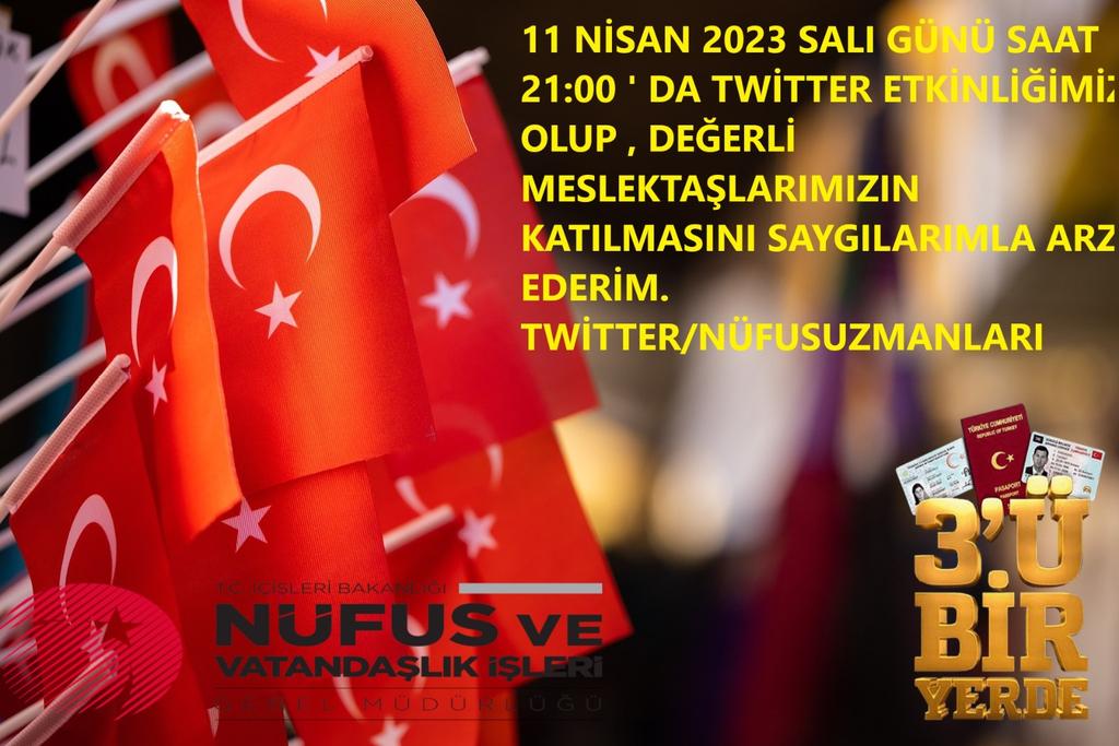 ⚠️⚠️⚠️Sayın Meslektaşlarım 11.04.2023 (Salı günü) 21:00 da Twitter etkinliğimiz olup , ilgili görsel ve tag 11.04.2023 tarihinde gruplarımız da paylaşılacaktır . İlginize teşekkür ederim.⚠️⚠️⚠️