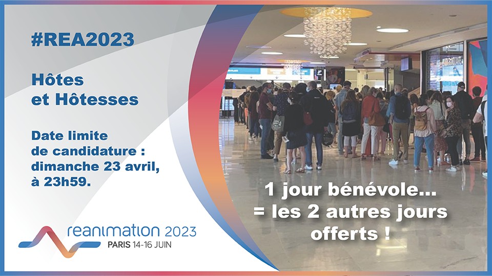 La_SRLF's tweet photo. Vous souhaitez venir au congrès #REA2023 ? Venez une journée en tant qu'hôte ou hôtesse, et la SRLF vous invite les 2 autres jours !! Pour postuler, suivez le lien par ici => Formulaire juste en dessous. Date limite de candidature : le 23 avril, à 23h59
🔗https://t.co/p1fjRAEwDY https://t.co/8TmmyRLcqF